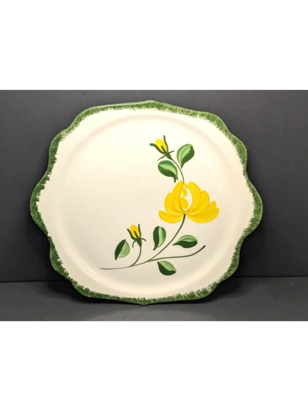 Vtg. Blue Ridge Southern Pottery Hand-Painted Floral Serving Platter Scalloped